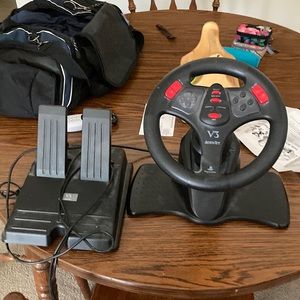 PlayStation 1 steering wheel and pedals